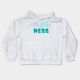 Pretty mess teal blue Kids Hoodie